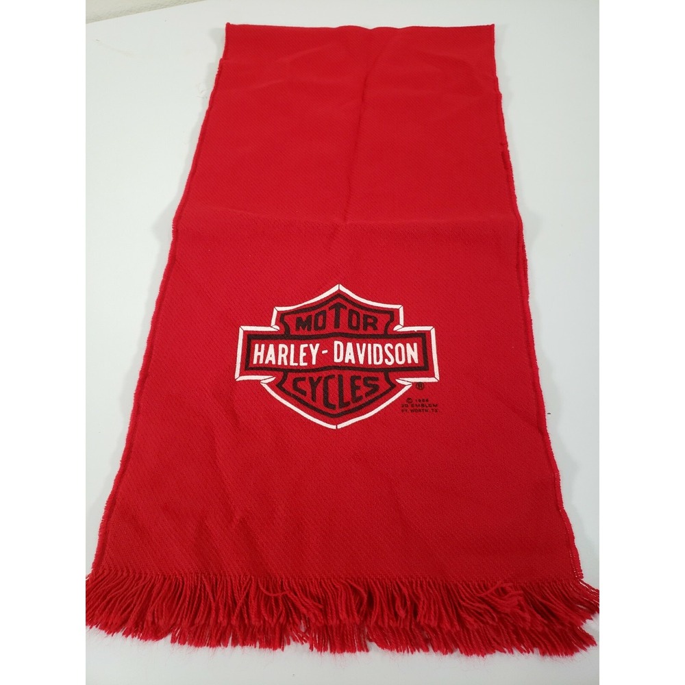 Harley Davidson Vintage 3D Emblem Motorcyle Scarf Red 48"x12" 1986 Bike Week